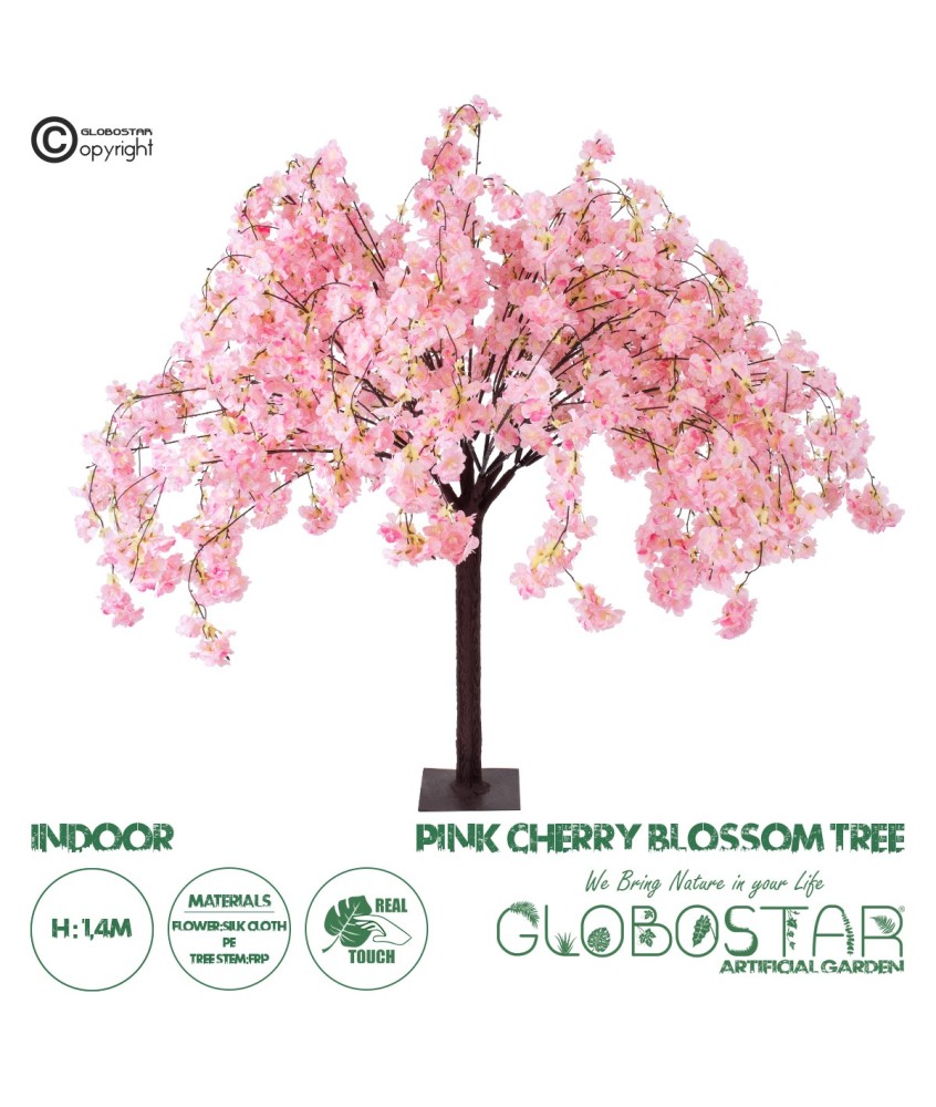 GloboStar® Artificial Garden PINK CHERRY BLOSSOM TREE 20359 Τεχνητό Διακοσμητικό Δέντρο Ροζ Άνθος Κερασιάς Υ140cm